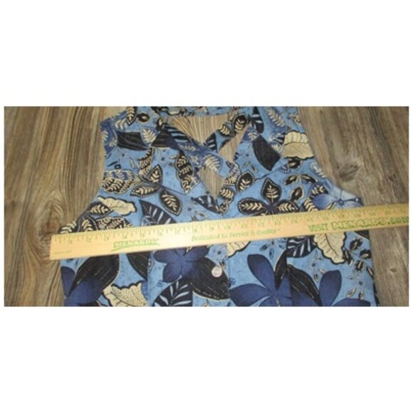 Coldwater Creek Blue Floral Button Up Cross Back Maxi Dress Size 12 Linen Rayon - Picture 8 of 12